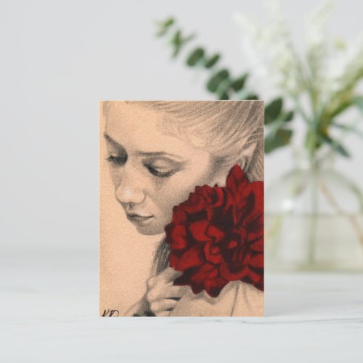 Carte postale rose Saint Valentin (Debout devant)