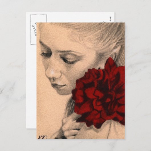 Carte postale rose Saint Valentin (Devant / Derrière)