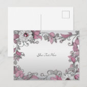 Carte postale rose Silver Blanc Floral (Devant / Derrière)