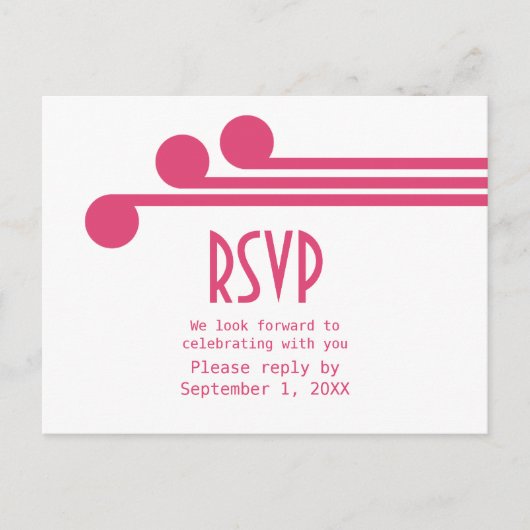 Carte postale rose simple déco chic RSVP (Devant)