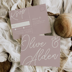 Carte Postale Rose Taupe Script Watermark Meice Choice RSVP
