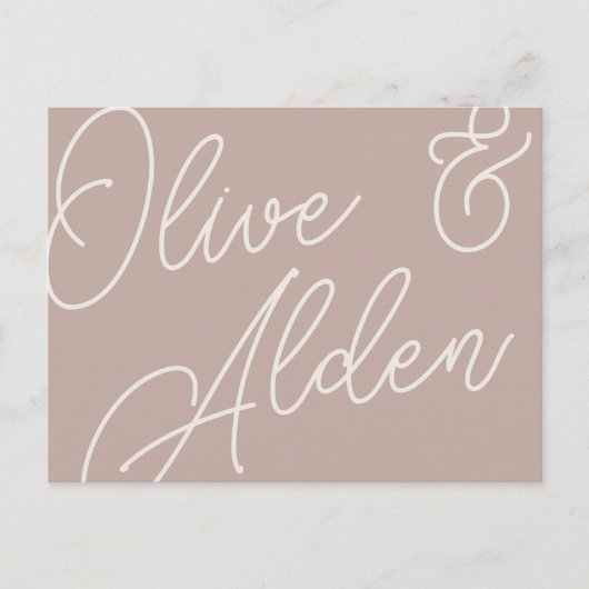 Carte Postale Rose Taupe | Script Watermark RSVP (Devant)