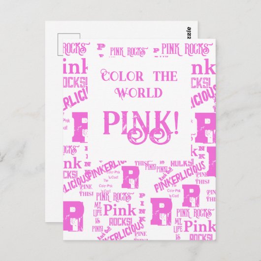 CARTE POSTALE ROSE TOUT (Devant / Derrière)