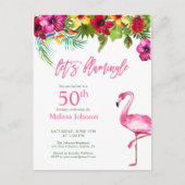 Carte Postale Rose Tropical Clair Flamingo 50e Anniversaire (Devant)
