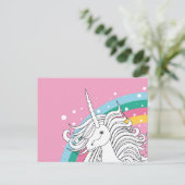 CARTE POSTALE ROSE UNICORN POSTCARD (Debout devant)