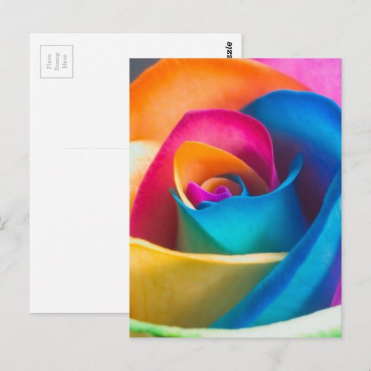 Carte Postale Rose unique Tye Dye (Devant / Derrière)