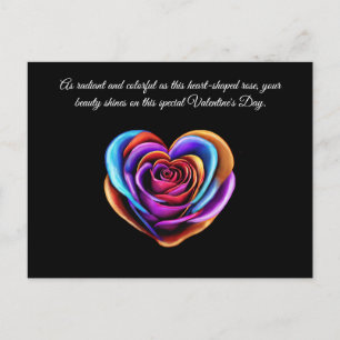 Carte Postale Rose-Valentines en forme de coeur coloré-
