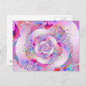 Carte Postale Rose vectoriel rose Fille mignonne (Devant / Derrière)