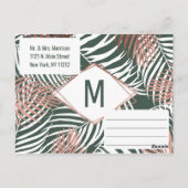 Carte Postale Rose vert Gold Tropical Palm Tree Leaf Date de sau (Dos)