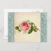 Carte Postale Rose victorien et Damask (Devant / Derrière)