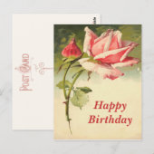 Carte postale rose vintage (Devant / Derrière)