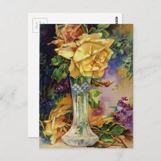 Carte Postale Rose vintage (Devant / Derrière)