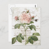 Carte postale rose vintage (Devant / Derrière)