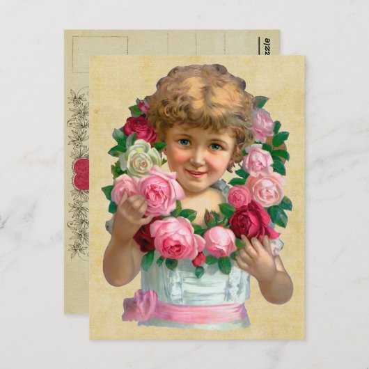 Carte postale Rose vintage (Devant / Derrière)
