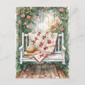 Carte Postale Rose vintage couture avec charmant couette (Devant)