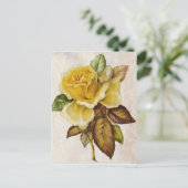 Carte Postale Rose Vintage jaune (Debout devant)