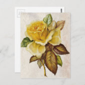 Carte Postale Rose Vintage jaune (Devant / Derrière)