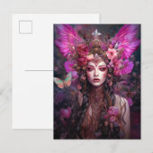 Carte Postale Rose violet Fairy Queen Imaginaire Art (Devant / Derrière)