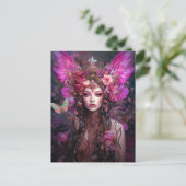 Carte Postale Rose violet Fairy Queen Imaginaire Art (Debout devant)