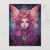 Carte Postale Rose violet Fairy Queen Imaginaire Art (Devant)