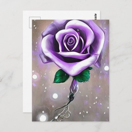 Carte Postale Rose Violette Simple (Devant / Derrière)