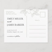 Carte Postale Rose Wild En Sage Simple Enregistrer La Date (Dos)