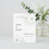 Carte Postale Rose Wild En Sage Simple Enregistrer La Date (Debout devant)