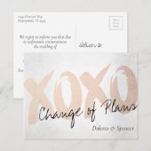 Carte Postale Rose XOXO Gold | Mariage reporté brosse (Devant / Derrière)