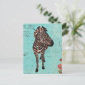 Carte postale rose Zebra Blue Grunge (Debout devant)