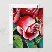 Carte Postale Rosebud rose aquarelle peinture art fleur (Devant / Derrière)