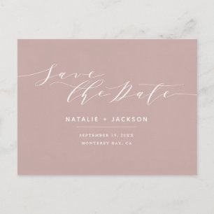 Carte Postale Rosée Dusky + mariage blanc élégant enregistrer la