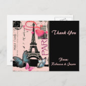 Carte Postale rosée paris eiffel tour destination mariage (Devant / Derrière)