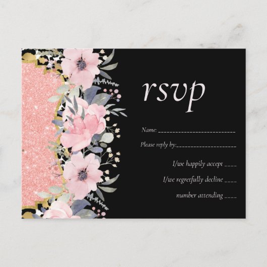 Carte Postale Rosegold MARIAGE Girly rose Parties scintillant fl (Devant)