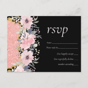 Carte Postale Rosegold MARIAGE Girly rose Parties scintillant fl
