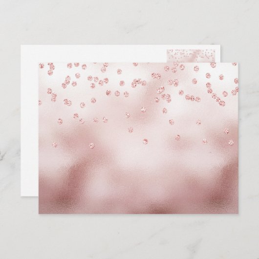 Carte Postale Rosegold parties scintillant confetti (Devant / Derrière)