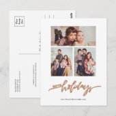 Carte Postale Rosegold Parties scintillant Noël 3 Photo Collage  (Devant / Derrière)