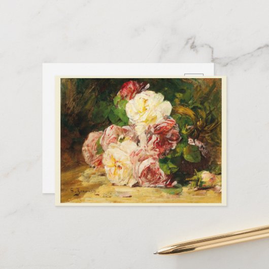 Carte Postale Roses  (Devant/Arrière en situation)
