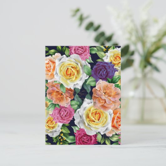 Carte Postale Roses à l'aquarelle 29 (Debout devant)