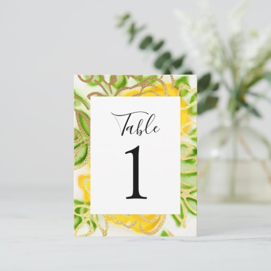 Carte Postale Roses Abstraits Jaune (Debout devant)