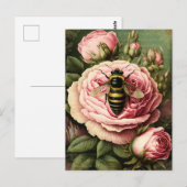 Carte Postale Roses anciennes et reine abeille (Devant / Derrière)