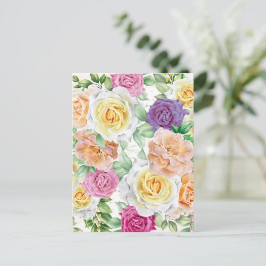 Carte Postale Roses aquarelle 27 (Debout devant)