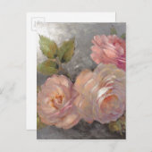 Carte Postale Roses avec gris (Devant / Derrière)