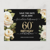 Carte Postale Roses blanches 60e anniversaire Enregistrer la dat (Devant)