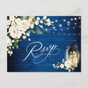 Carte Postale Roses blanches Royal Blue Wood RSVP Meilleur choix