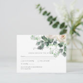 Carte Postale Roses blanches Sage Eucalyptus Feuilles mariage RS (Debout devant)