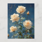 Carte Postale Roses blanches sur Arrière - plan de la marine (Devant)