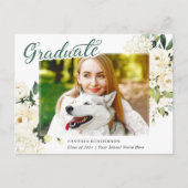 Carte Postale Roses blanches vertes Faire-part de graduation flo (Devant)