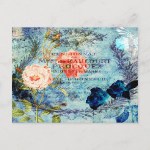 Carte Postale Roses bleues françaises vintage