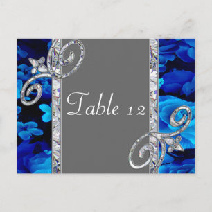 Carte Postale Roses Bleus brillants et Mariage Diamants CST2