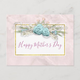 Carte Postale Roses bleus et bouquet floral de la Couronne Fête 